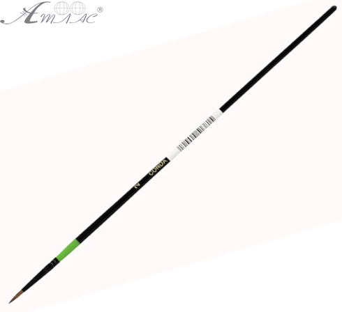 Пензлик синтетичний круглий Conda GreenInBlack № 2 довгий, чорно-зелена ручка, А10164