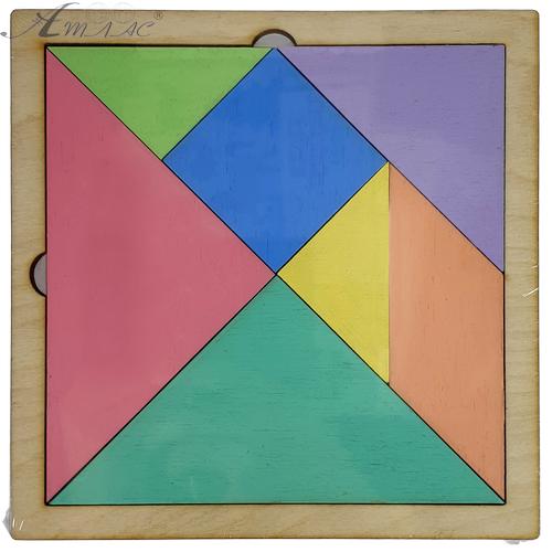 Танграм ЦВЕТНОЙ на МДФ основе 12 х 12 см  AS-7144