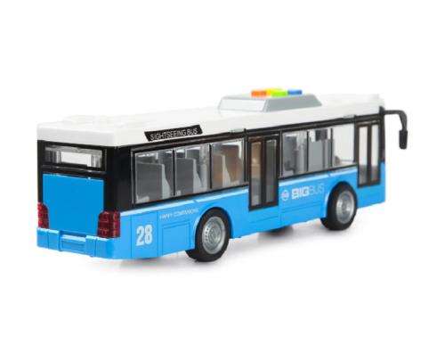 Игрушка Автобус Shuttle Bus Синий двери свет звук 28 см  WY910АВ фото 2