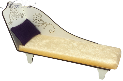 Мебель мягкая для кукол ростом 30 см - Кушетка бежевая из МДФ AS-7807 Мебель мягкая для кукол ростом 30 см - Кушетка бежевая из МДФ AS-7807