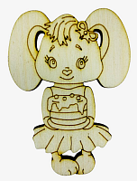 Фігурка фанерна - Кролик №  2 дівчинка у спідничці 7,5х5,5см  AS-4549