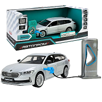 Машинка Автопром Skoda SuperB iV Серебристая электро+свет+звук 14см  68744