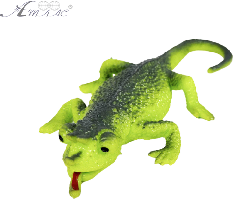 Игрушка Силиконовая тянучка Ящерица средняя с тремя рожками  08662