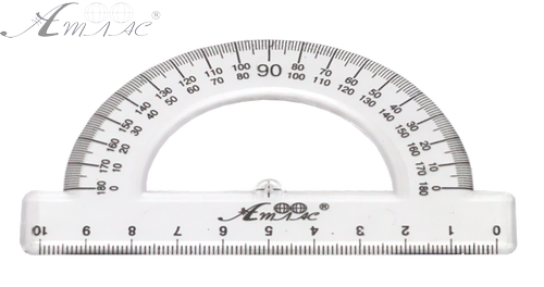 Транпортир пластиковый, напечатанный в кульке со штрих-кодом AS-0601, К-9010