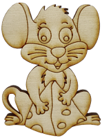 Фігурка фанерна - Мишеня №  3 з сиром пірамідкою 53 х 70 мм з магнітом AS-4827, В-0385