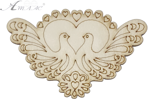 Фигурка фанерная - Сердце с двумя голубями 8 х 7 см AS-4717, В-0324