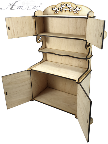 Мебель для кукол типа Барби - Шкаф № 2 кухонный с полками 19 х 10 х 32 см AS-4007, F-0195 фото 2 Мебель для кукол типа Барби - Шкаф № 2 кухонный с полками 19 х 10 х 32 см AS-4007, F-0195 фото 2