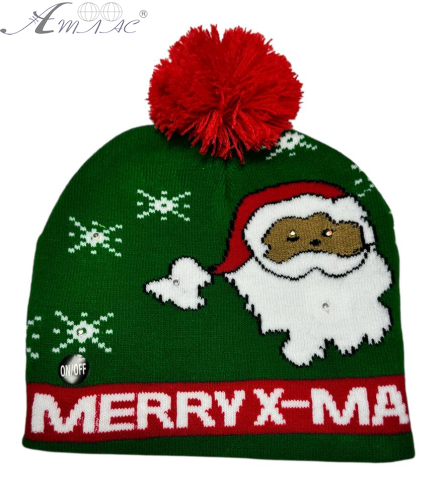 Шапка вязанная с подсветкой d=20+см зеленая Merry...  07495