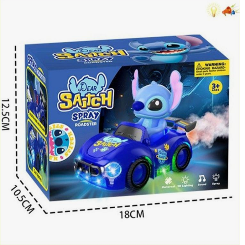 Игрушка Машинка Стич с дымом, светом и звуком 16см в коробке  6608-27В