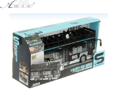 Іграшка Автобус кабріо двоповерховий сірий 28 см  JS-122A фото 2