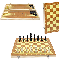 Игра Настольная Шашки, Шахматы, Нарды 3 в 1 дерево 34см  623А