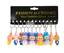 Брелок Лабубу в комбинезоне резиновый 6 см  2516