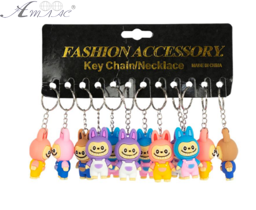 Брелок Лабубу в комбінезоні гумовий 6 см  2516