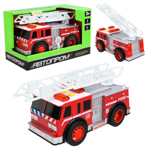 Машинка Автопром Пожарная с лестницей свет и звук  7992