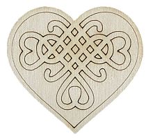 Фигурка фанерная - Сердце с веревочным рисунком 6 х 5,5 см AS-4739, В-0285