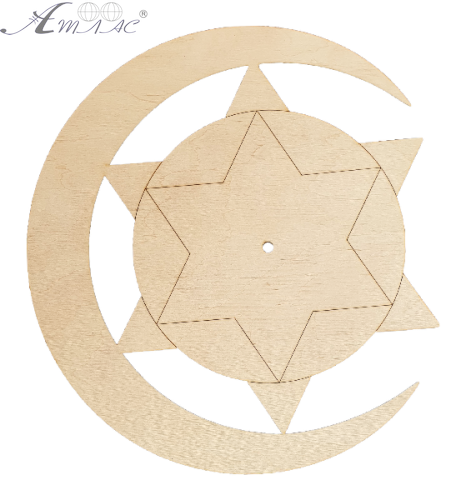 Основа для часов из фанеры 4 мм № 28 Звезда Давида в полумесяце 33*30см AS-4864 Основа для часов из фанеры 4 мм № 28 Звезда Давида в полумесяце 33*30см AS-4864