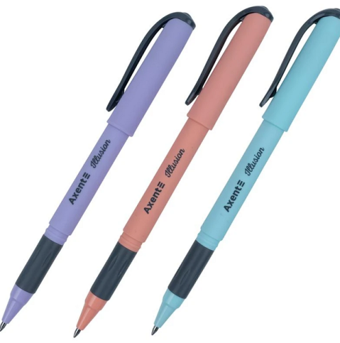 Ручка шариковая, пишет-страет, Axent Illusion синяя  AG1094-02А фото 2