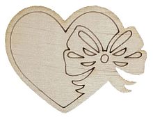 Фигурка фанерная - Сердце с бантом 6,5 х 5 см AS-4729, В-0273