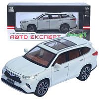 Машинка Автоэксперт Toyota Highlander белая 20см двери свет звук  1980-08