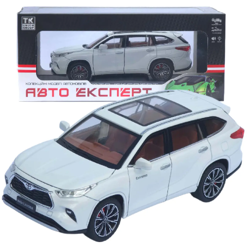 Машинка Автоэксперт Toyota Highlander белая 20см двери свет звук  1980-08
