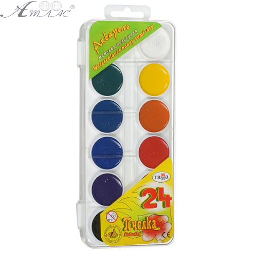 Акварель набор Гамма Пчелка медовая полусухая 24 цвета 212035 Акварель набор Гамма Пчелка медовая полусухая 24 цвета 212035