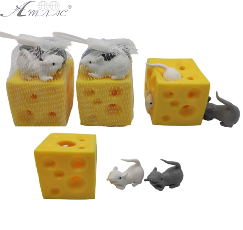 Игрушка Силиконовая тянучка Мышки в сыре 4,5 см  6623
