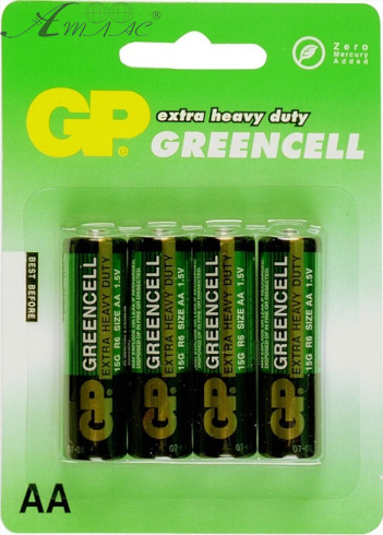 Батарейка пальчикова AA LR6 GP Greencell 15GEB-2S4