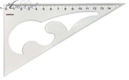 Трикутник прозорий з лекалом 165 х 95 мм AS-0261, К-9041