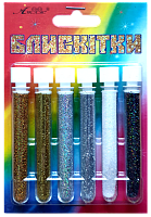 Блестки (Глиттер) Набор № 10 - 2 гр  ( 6 шт ) - Золото + Золото Гол + Серебро + Серебро Гол + Белый + Асфальт AS-2210, А-980