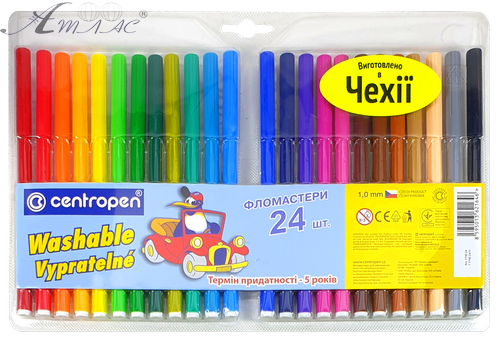 Фломастеры Centropen 24 цветов Washable 1,8 мм отстирывается 7790/24