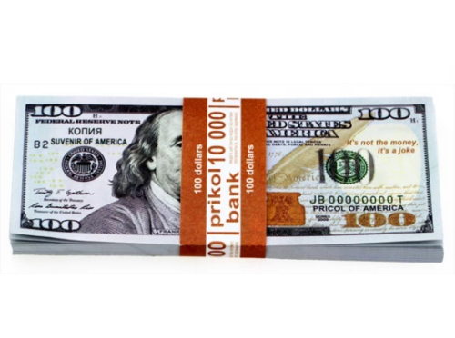 Игрушка Деньги пачка 100 долларов примерно 80 шт в пачке 06587