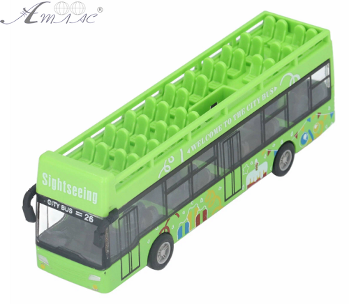 Іграшка Автобус Die-Cast кабріо двоповерховий зелений 15 см  1210-1D48 фото 2