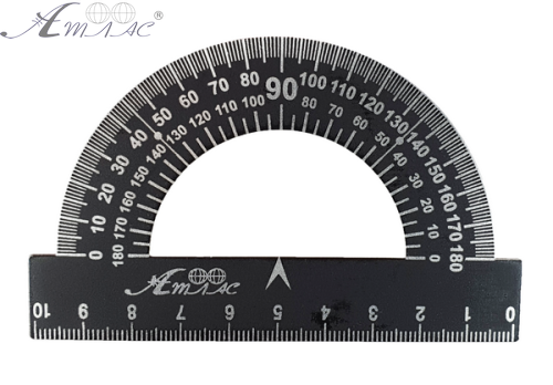 Транспортир металевий ЧОРНИЙ 10 см  AS-0276