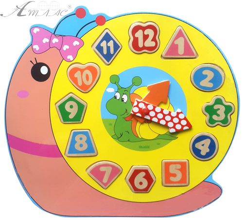 Игрушка Часы деревянные обучающие с пазлами МИКС Е244, Е245 фото 3