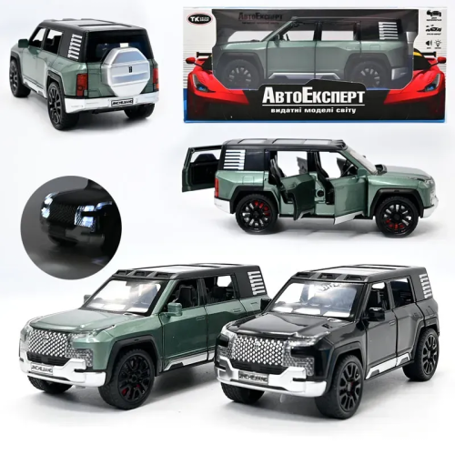 Машинка Автоэксперт Range Rover Defender зеленая 14см двери свет звук  16744  фото 2