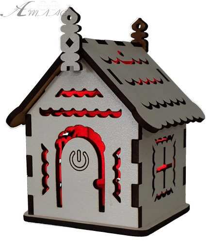 Домик с подсветкой №  4/2 свет - Медленное трехцветное переключение, сенсорный выключатель, МДФ AS-5504, Е-005