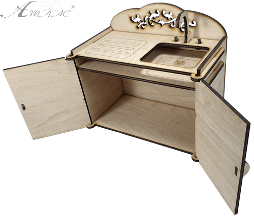 Меблі для ляльок типу Барбі - Тумба з мийкою 19 х 10.5 х 17 см AS-4017, F-0205 фото 2