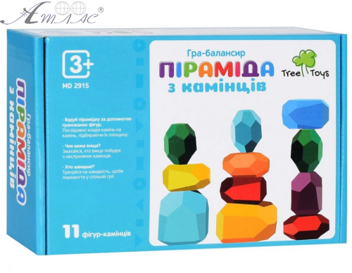 Іграшка Дерев'яна Пірамідка з камінців 11 фігур  MD2915