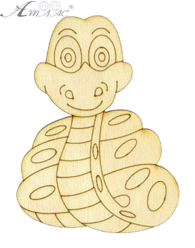 Фігурка фанерна - Змія № 5 здивований 5,5х7,5см  AS-4877