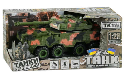Игрушка Танк колесный инерционный свет звук 25см в коробке 24186 фото 2 Игрушка Танк колесный инерционный свет звук 25см в коробке 24186 фото 2