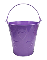 Ведерко Декоративное металл  9,5 х 9,5см Диз № 7 выдавленные серца Сиреневое  00851
