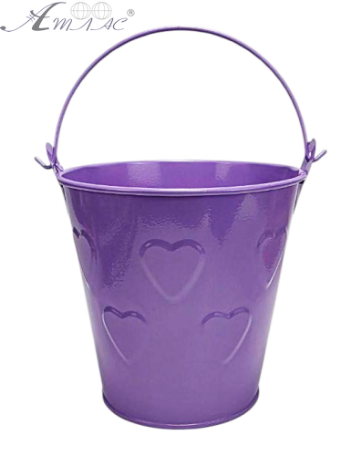 Відерце Декоративний метал 9,5 х 9,5см Диз № 7 видавлені серця Бузкове  00851