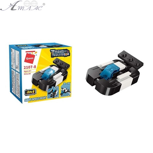Іграшка Конструктор Qman Катер Поліція 3в1 30 деталей 2107-8 Іграшка Конструктор Qman Катер Поліція 3в1 30 деталей 2107-8