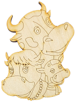 Фигурка фанерная - Корова или Бык № 17 семья 7 х 8 см + магнит AS-4530