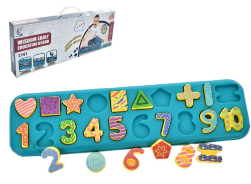 Игрушка Деревянная Доска учебная с цифрами и фигурками 39х11см  02585