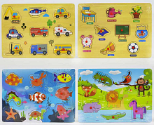 Игрушка Деревянная Рамка-вкладыш микс фигуры  С29526