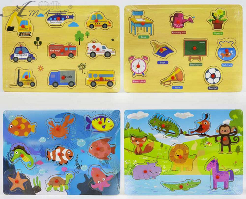 Игрушка Деревянная Рамка-вкладыш микс фигуры  С29526