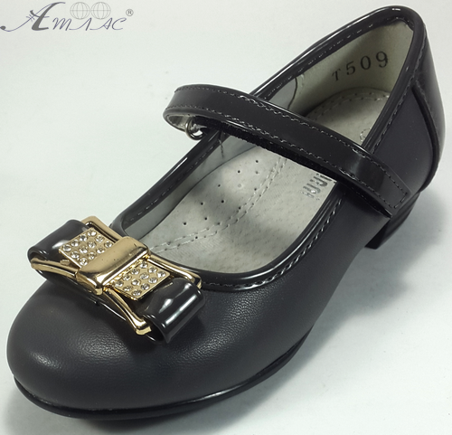 Туфли Fieerinni Т509-2 р. 25-28 серые, с золотым бантом и стразами Туфли Fieerinni Т509-2 р. 25-28 серые, с золотым бантом и стразами