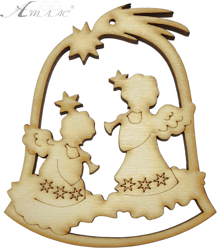 Фігурка фанерна - Дзвіночок з двма янголами 8,8 x 10 см AS-4659, В-0194 Фігурка фанерна - Дзвіночок з двма янголами 8,8 x 10 см AS-4659, В-0194