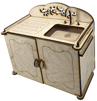 Меблі для ляльок типу Барбі - Тумба з мийкою 19 х 10.5 х 17 см AS-4017, F-0205